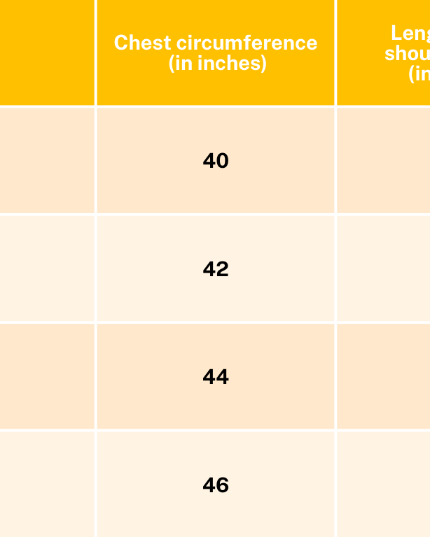 Cambodia Adult Unisex Cotton Shirt Size Chart