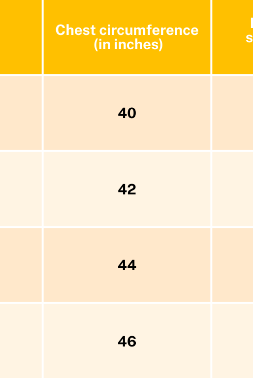 Cambodia Adult Unisex Cotton Shirt Size Chart