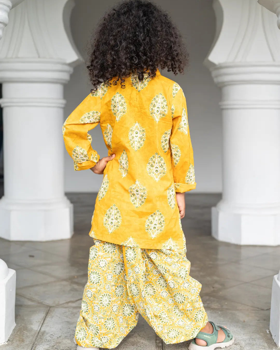 Mira Yellow Boys Kurta Dhoti in Cotton Nimbu