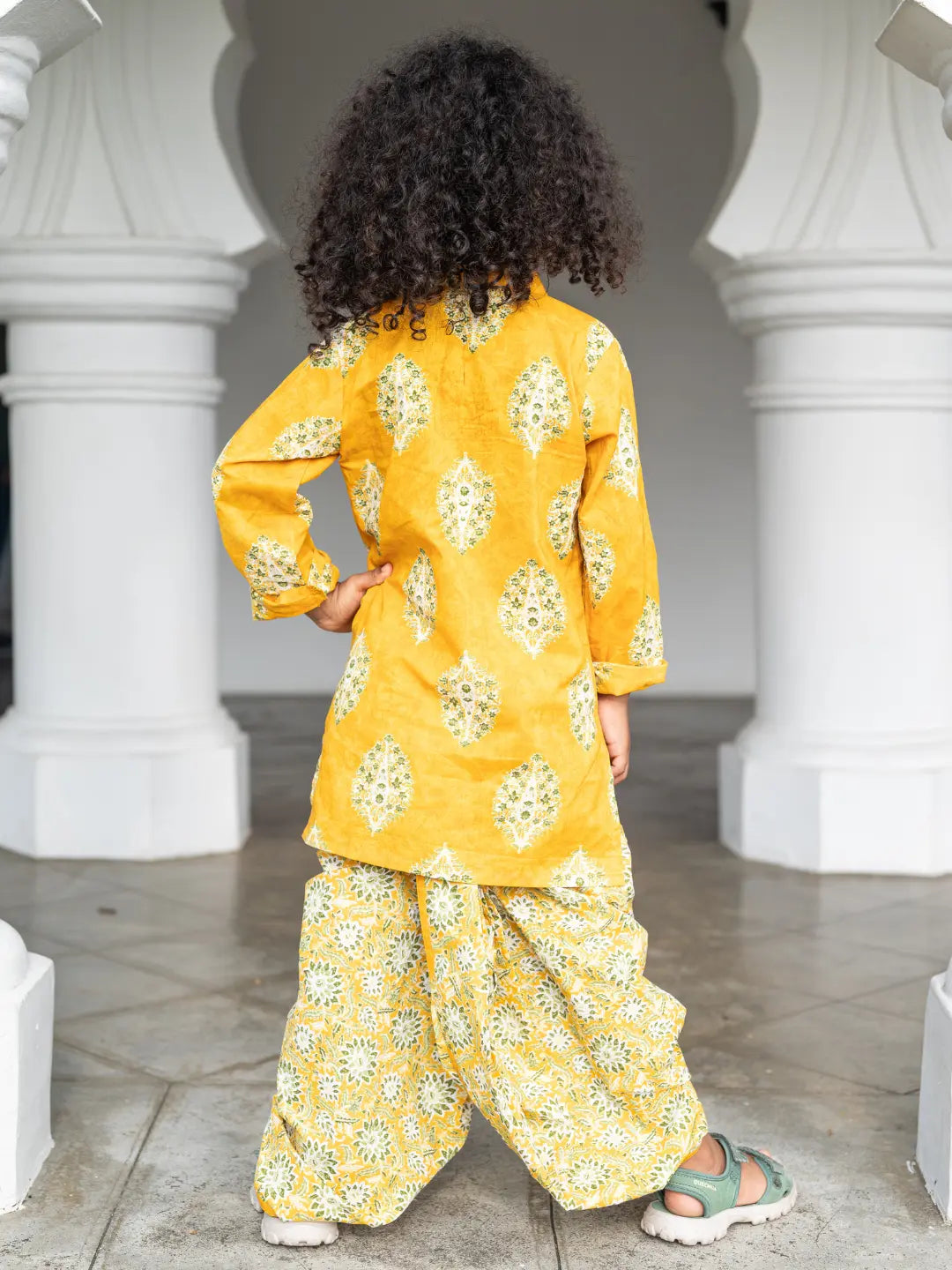 Mira Yellow Boys Kurta Dhoti in Cotton Nimbu