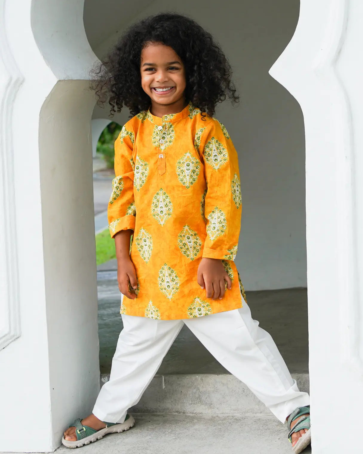 Mira Yellow Boys Kurta Pajama in Cotton Nimbu