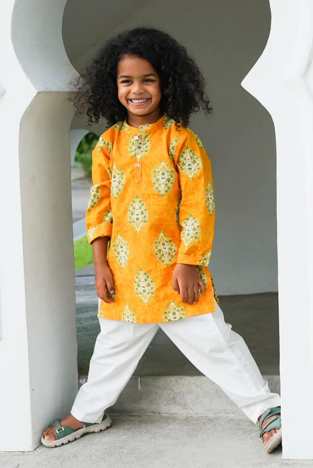 Mira Yellow Boys Kurta Pajama in Cotton Nimbu