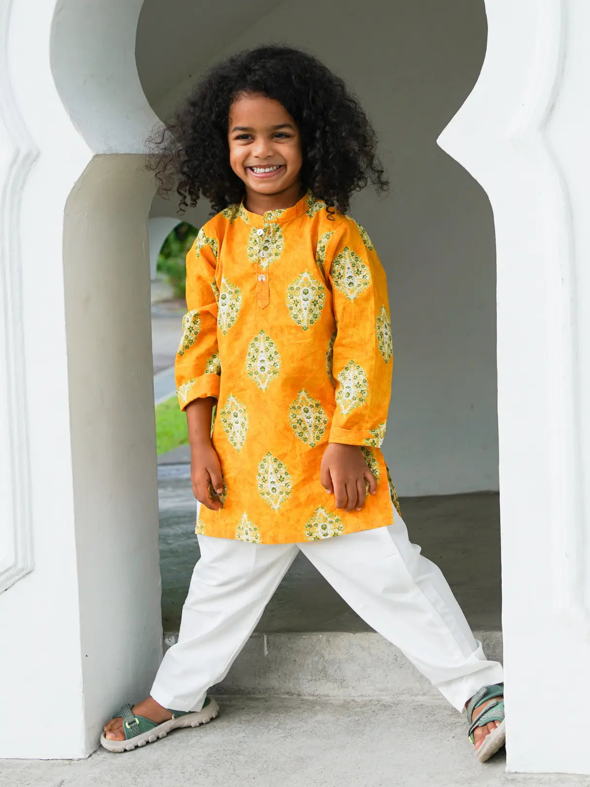 Mira Yellow Boys Kurta Pajama in Cotton Nimbu