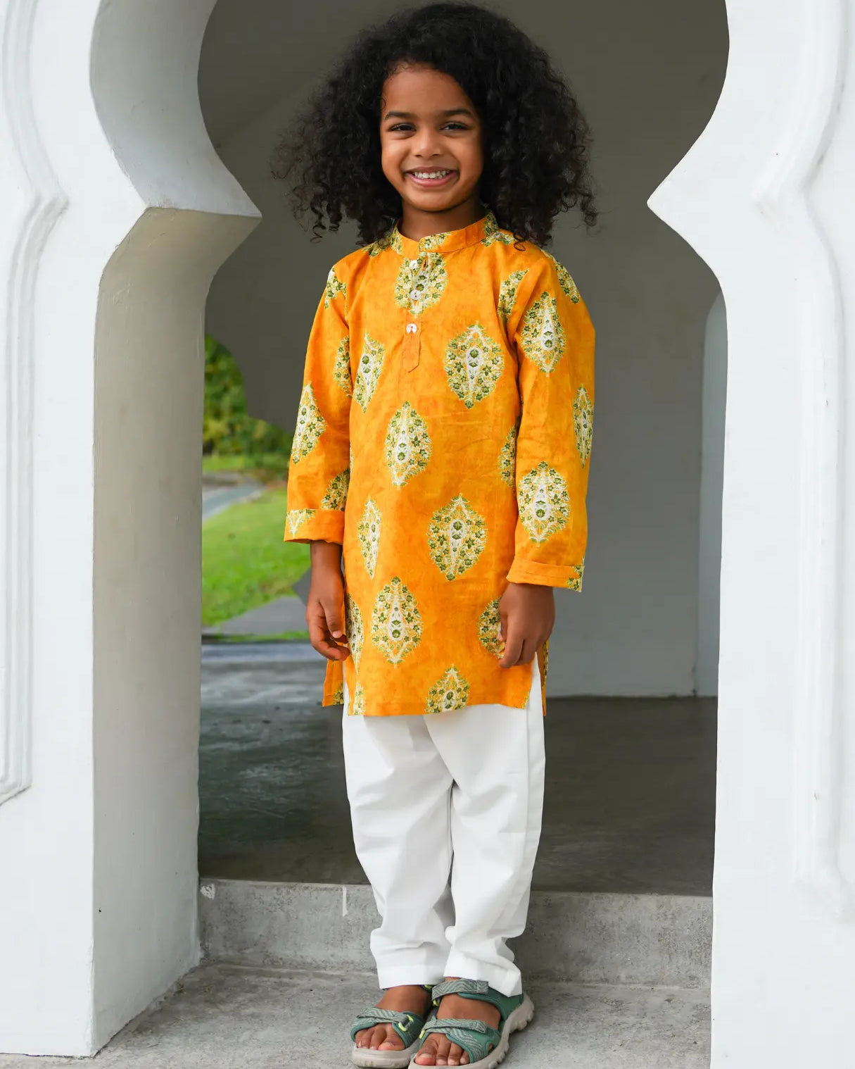 Mira Yellow Boys Kurta Pajama in Cotton Nimbu