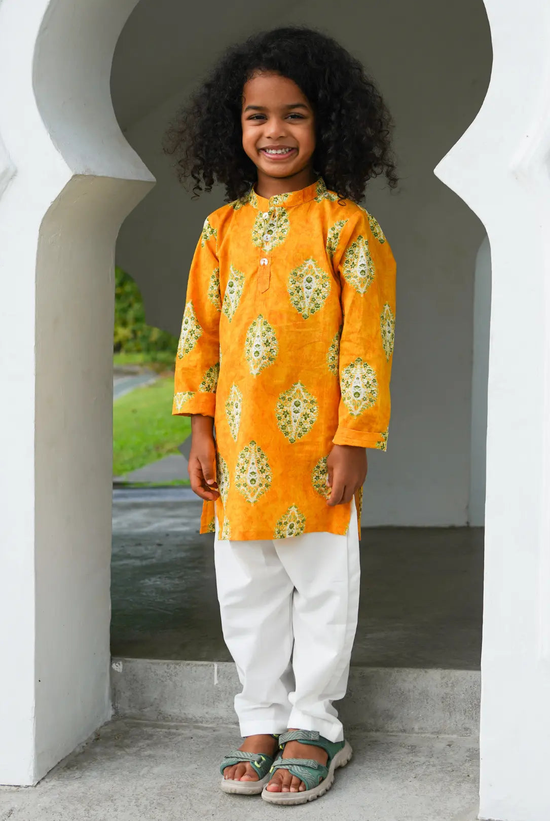 Mira Yellow Boys Kurta Pajama in Cotton Nimbu