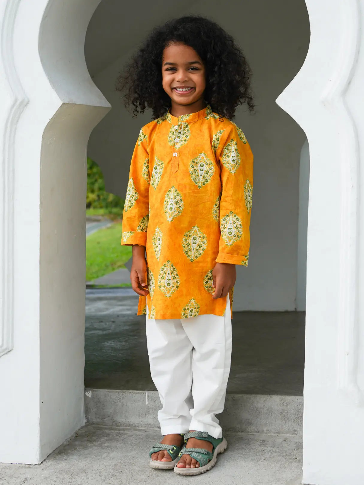 Mira Yellow Boys Kurta Pajama in Cotton Nimbu