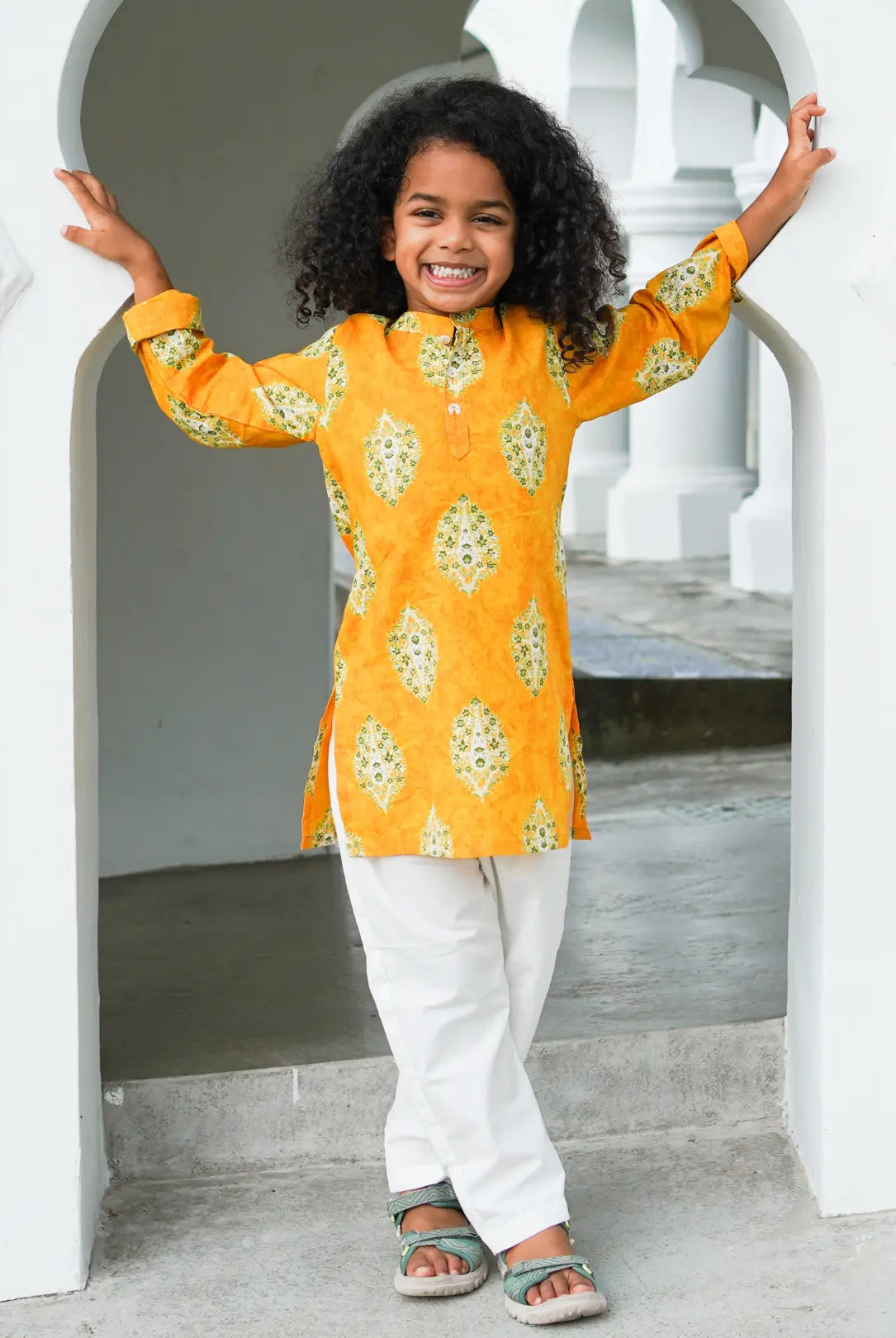 Mira Yellow Boys Kurta Pajama in Cotton Nimbu