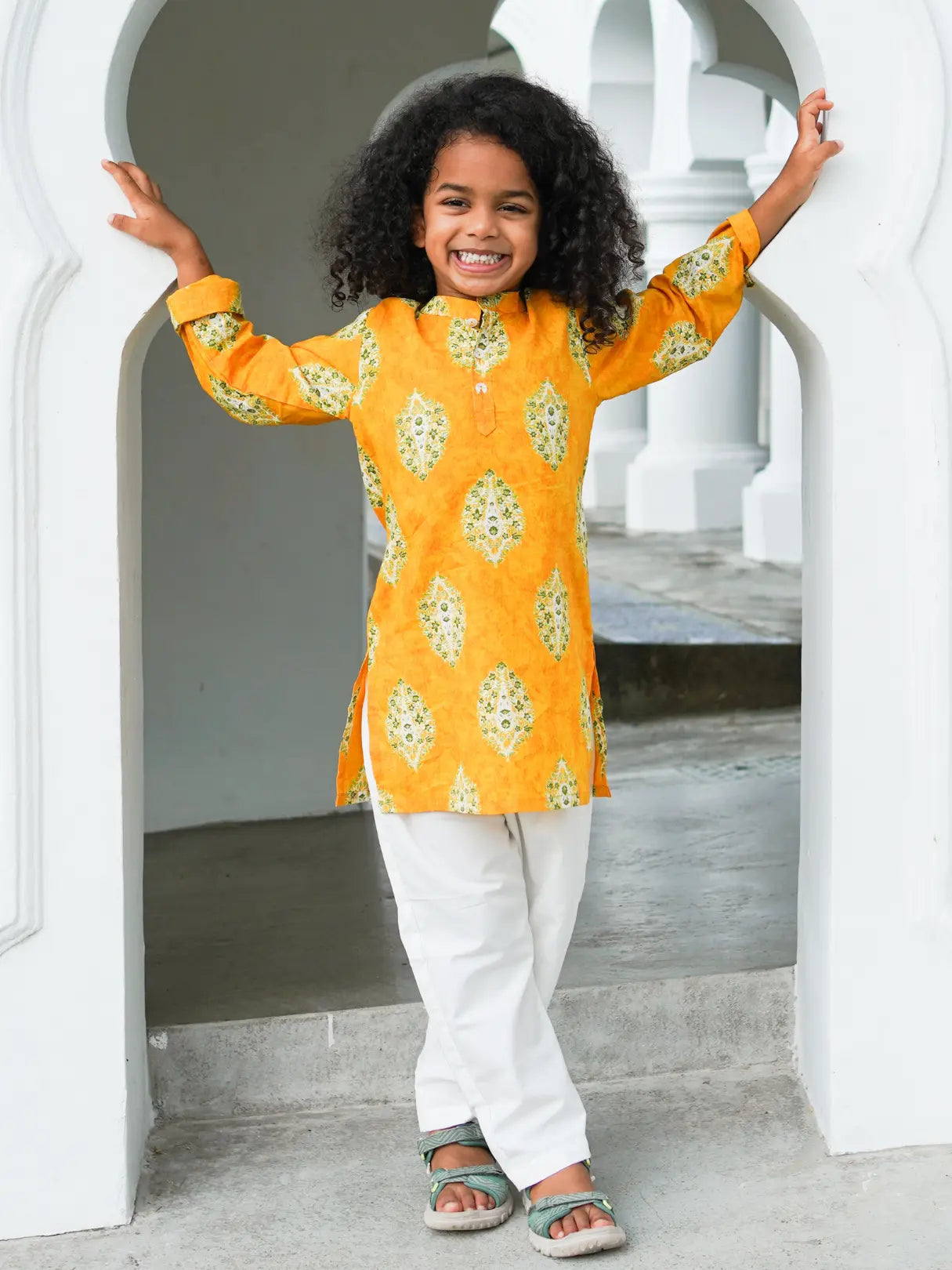Mira Yellow Boys Kurta Pajama in Cotton Nimbu