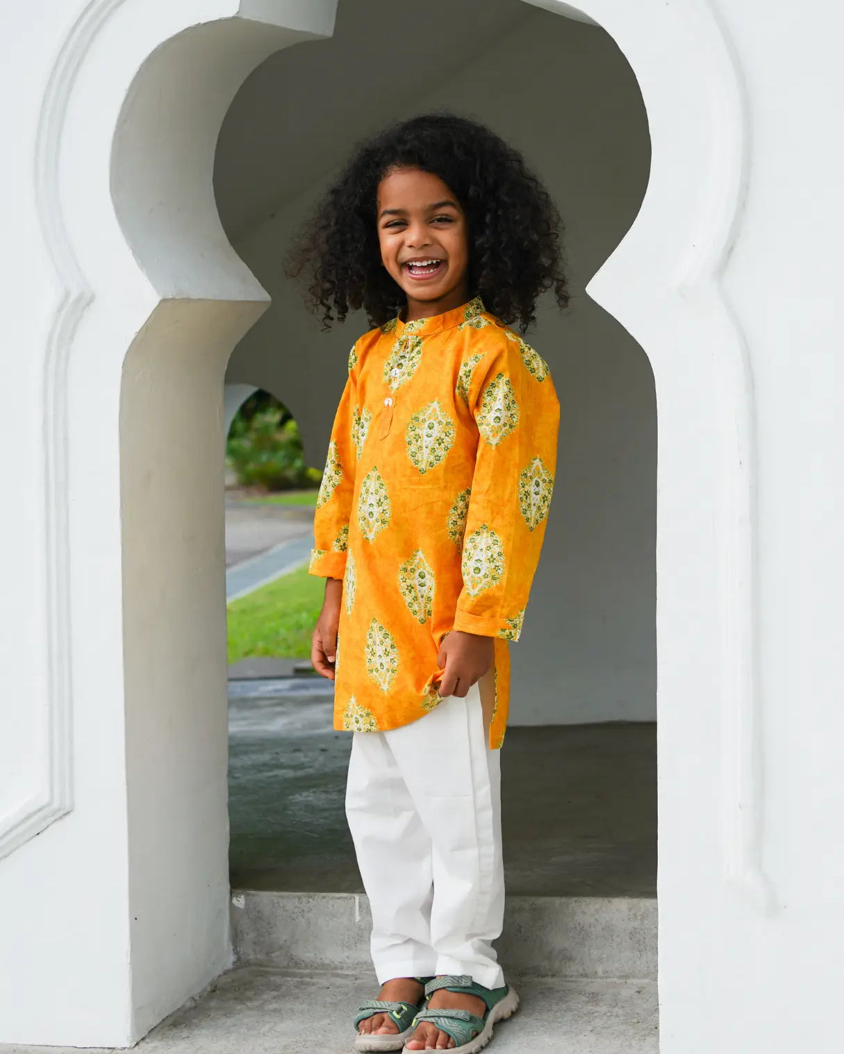 Mira Yellow Boys Kurta Pajama in Cotton Nimbu
