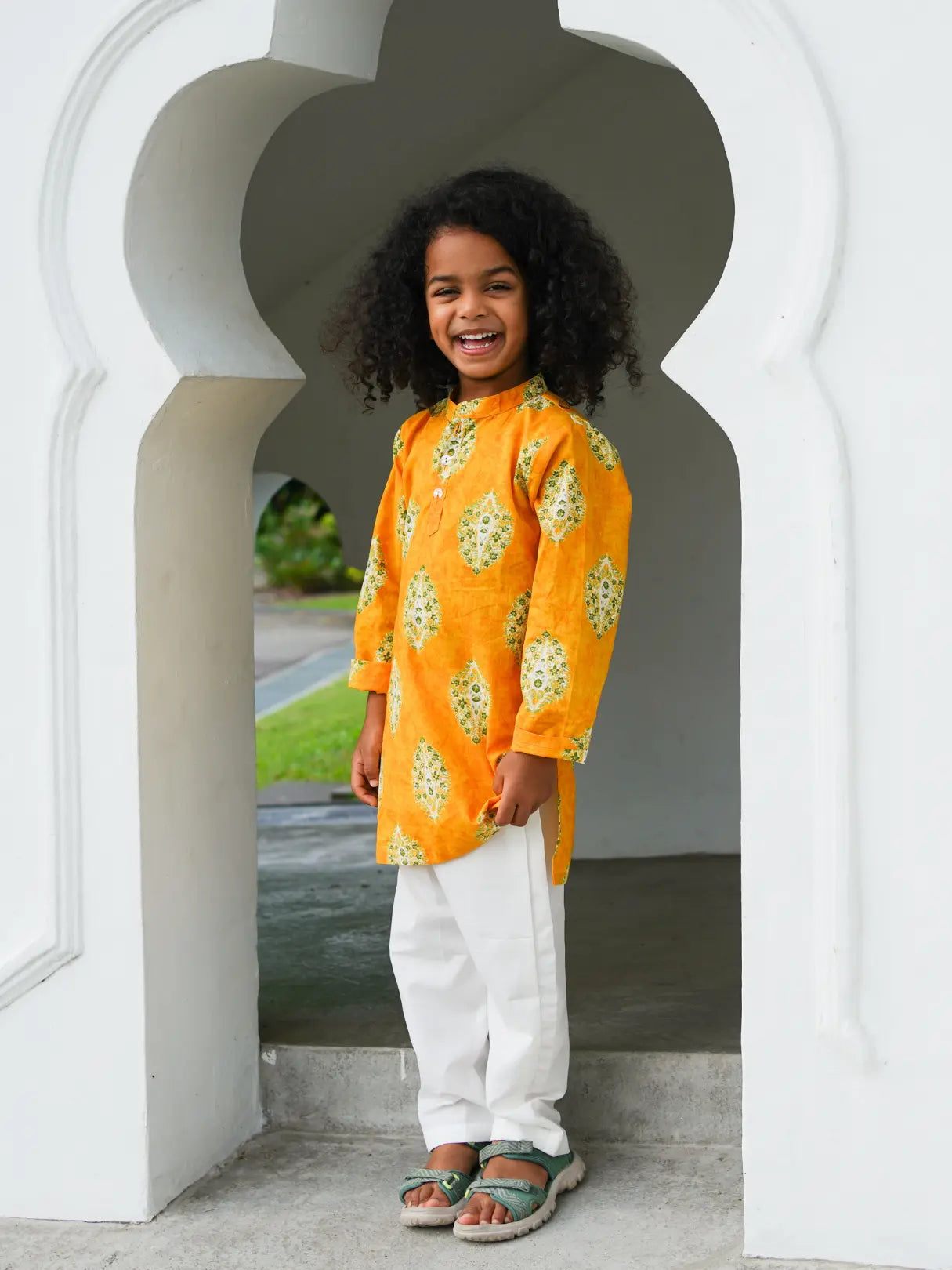 Mira Yellow Boys Kurta Pajama in Cotton Nimbu