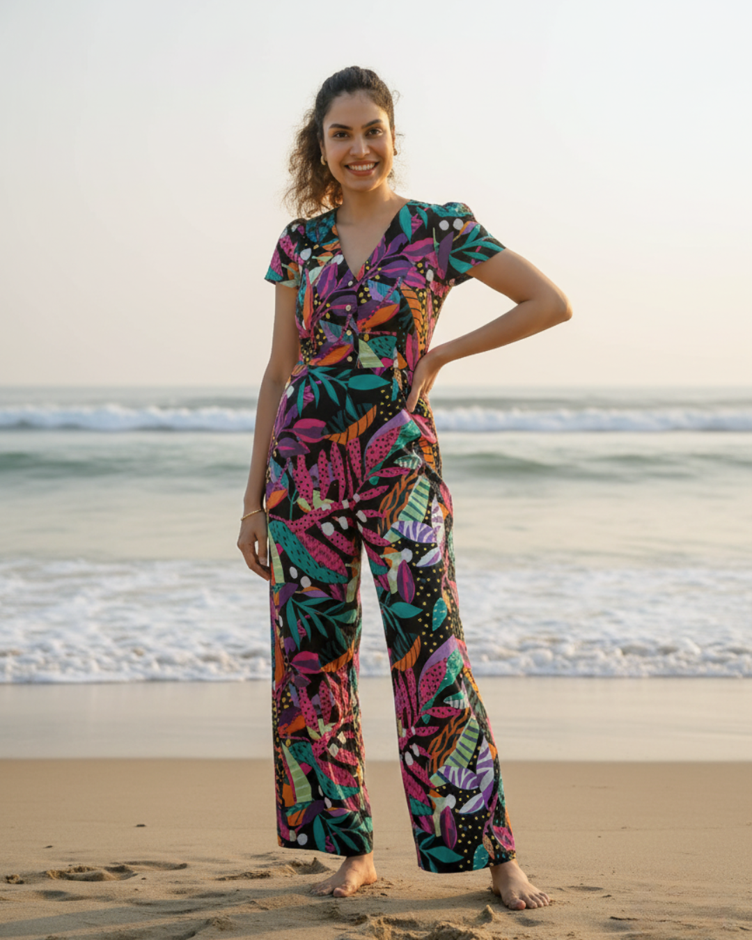 Starry Night Black Women's Jumpsuit in Cotton Nimbu