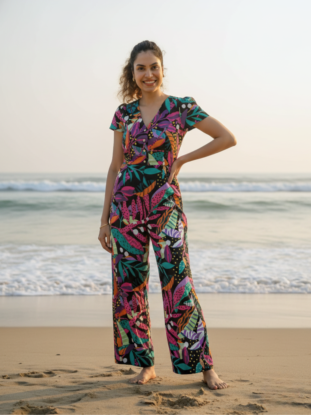 Starry Night Black Women's Jumpsuit in Cotton Nimbu