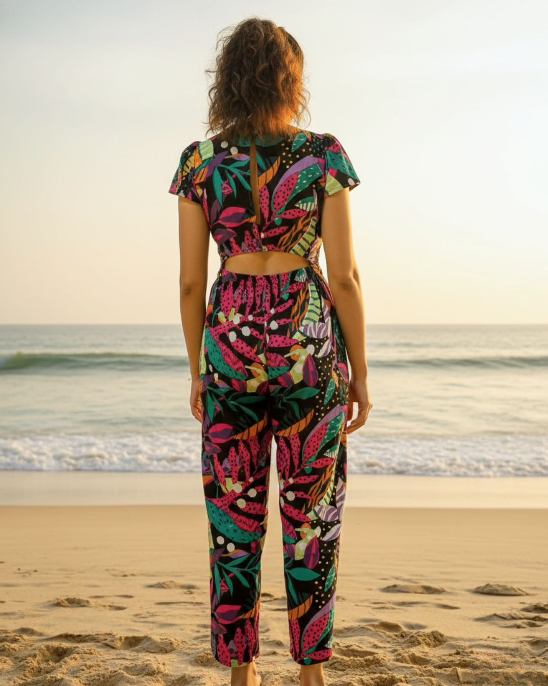 Starry Night Black Women's Jumpsuit in Cotton Nimbu