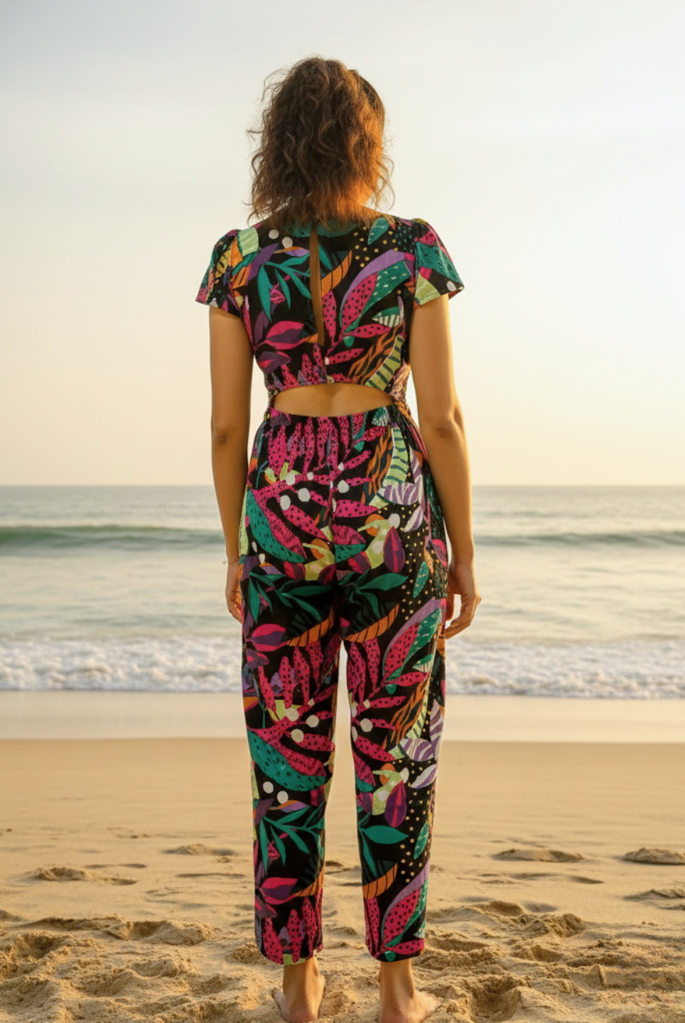 Moana Starry Night Black Women's Jumpsuit in Cotton Nimbu