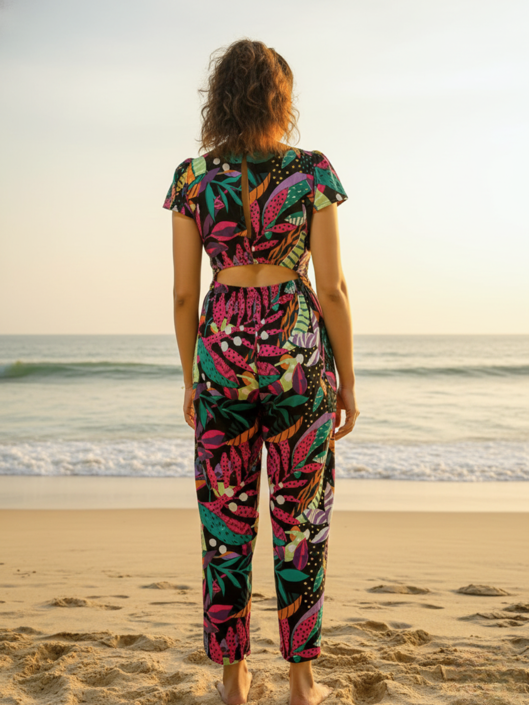 Moana Starry Night Black Women's Jumpsuit in Cotton Nimbu