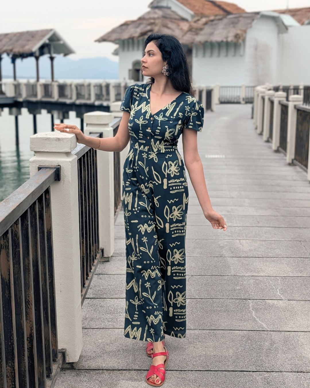Teal Women's Jumpsuit in Cotton Nimbu