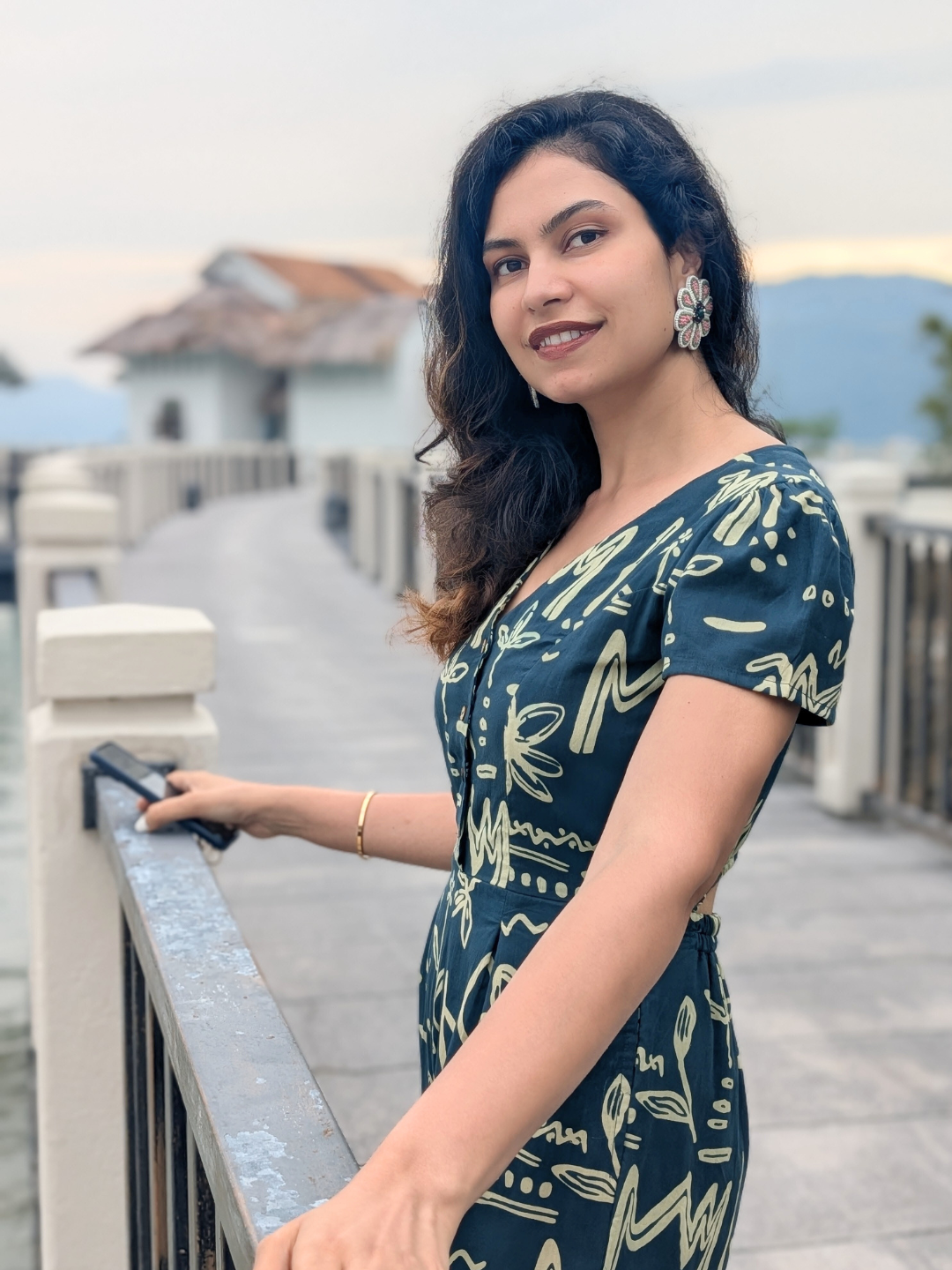 Moana Teal Women's Jumpsuit in Cotton Nimbu