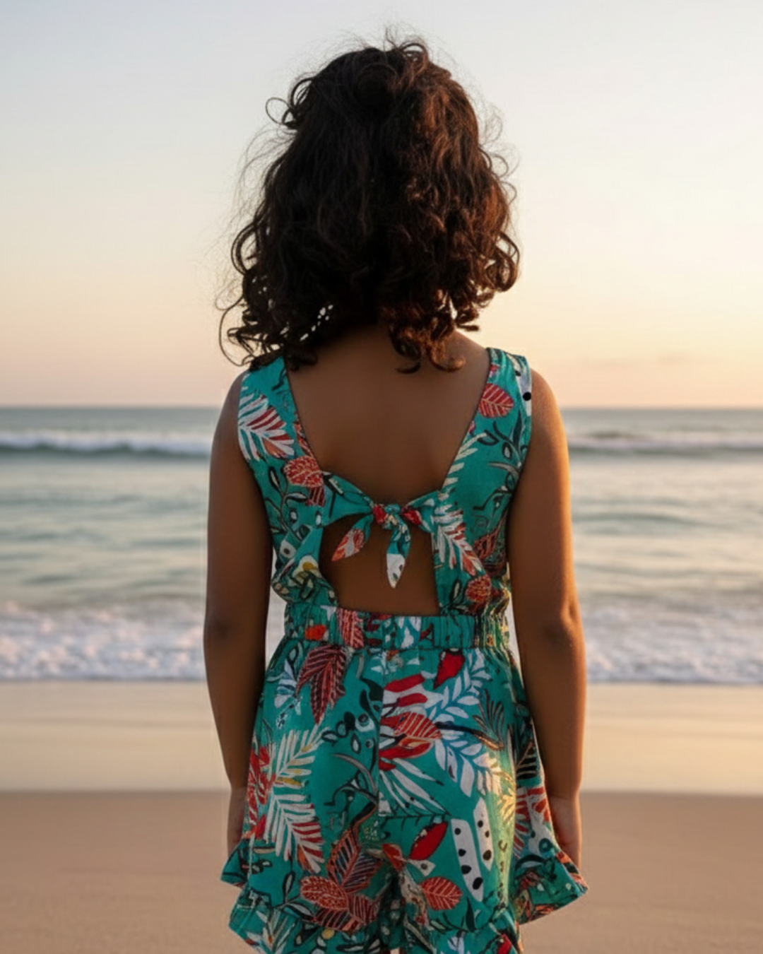 Eden Garden Girls Playsuit in Cotton Nimbu