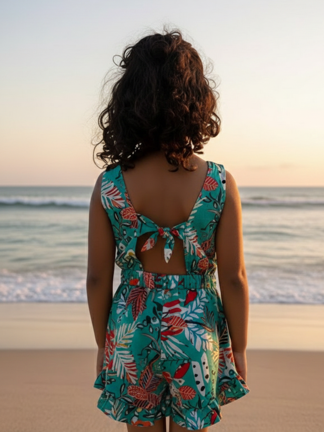 Moana Eden Garden Girls Playsuit in Cotton Nimbu