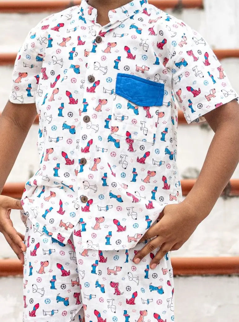 Puppy Love Unisex Co-Ord Set in Blue Nimbu