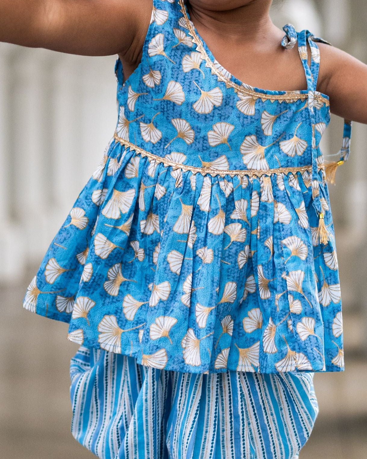 Nimbu Lotus blue kurti dhoti indian ethnic wear