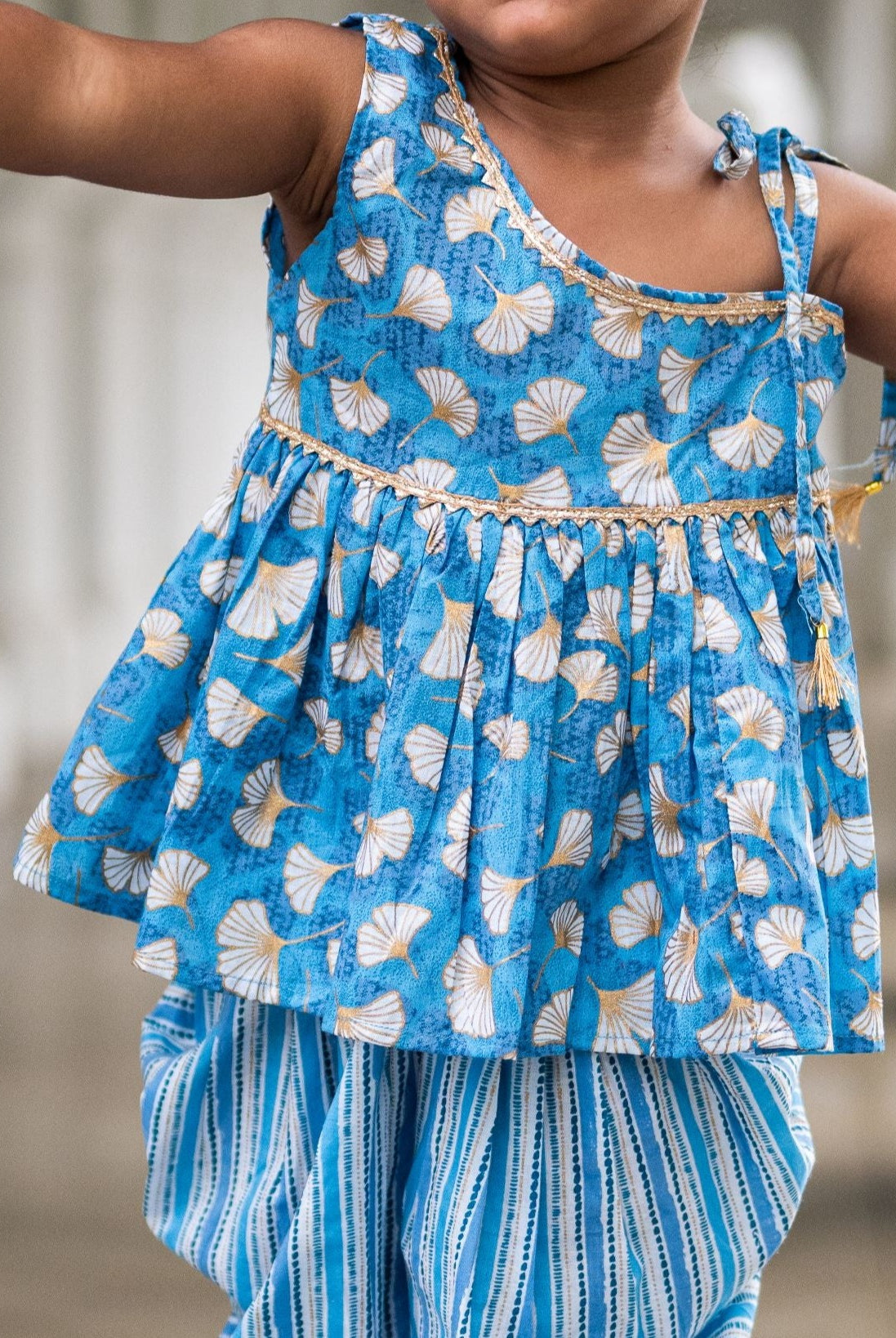 Nimbu Lotus blue kurti dhoti indian ethnic wear