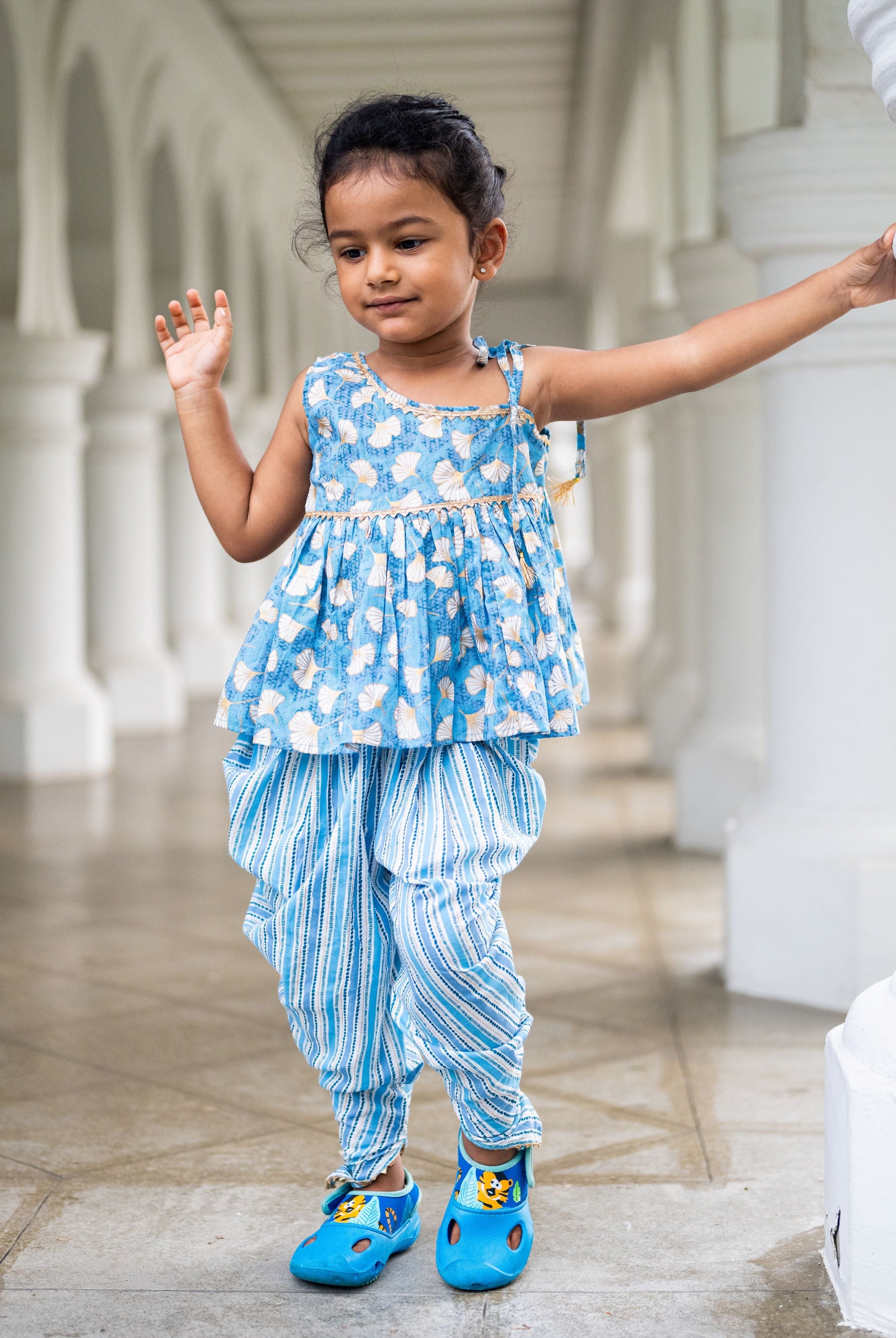 Nimbu Lotus blue kurti dhoti indian ethnic wear