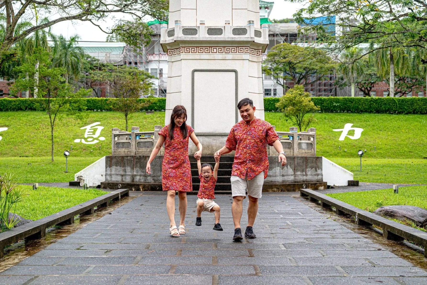 Ruby Blossom Boys Cotton Shirt in Red Floral Nimbu