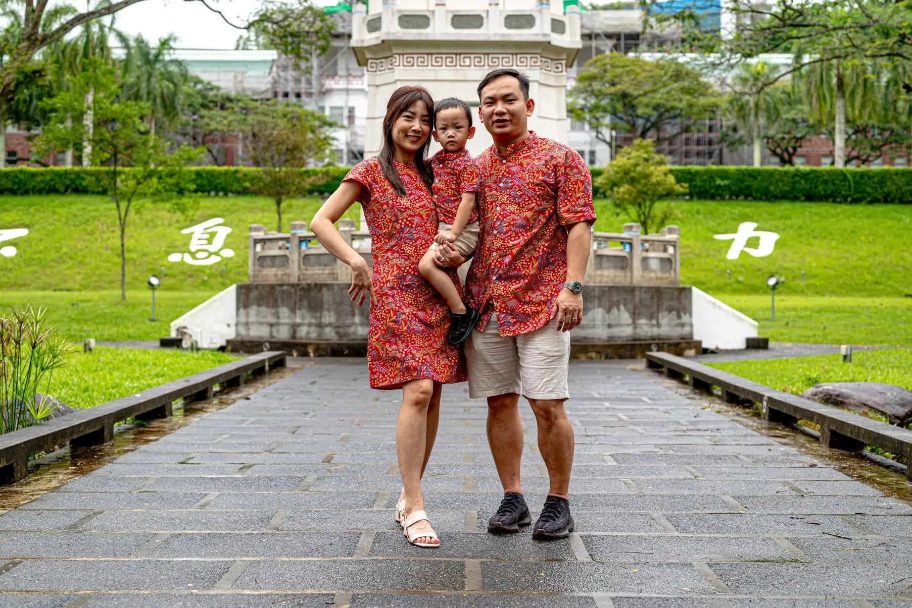 Ruby Blossom Boys Cotton Shirt in Red Floral Nimbu