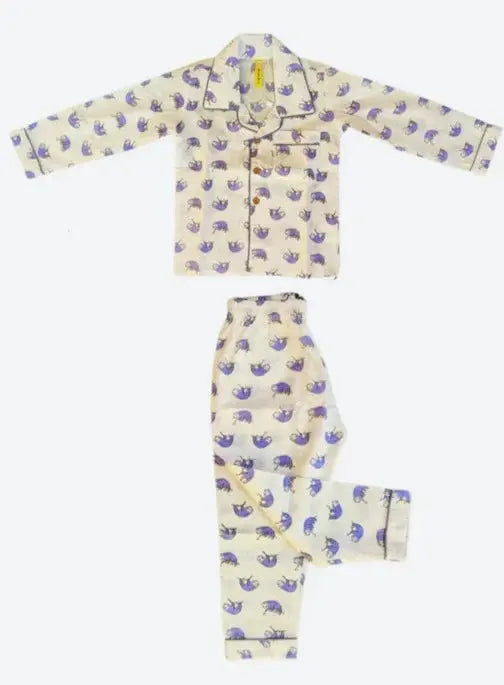 Sleepy Sloth Cotton PJ set for Kids Nimbu Kids