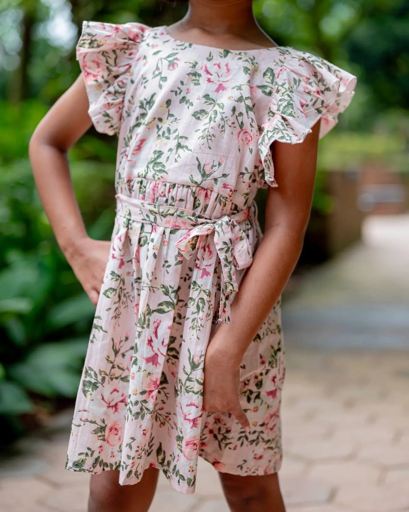 Anna Girls Pink Frilly Frock in Cotton Nimbu