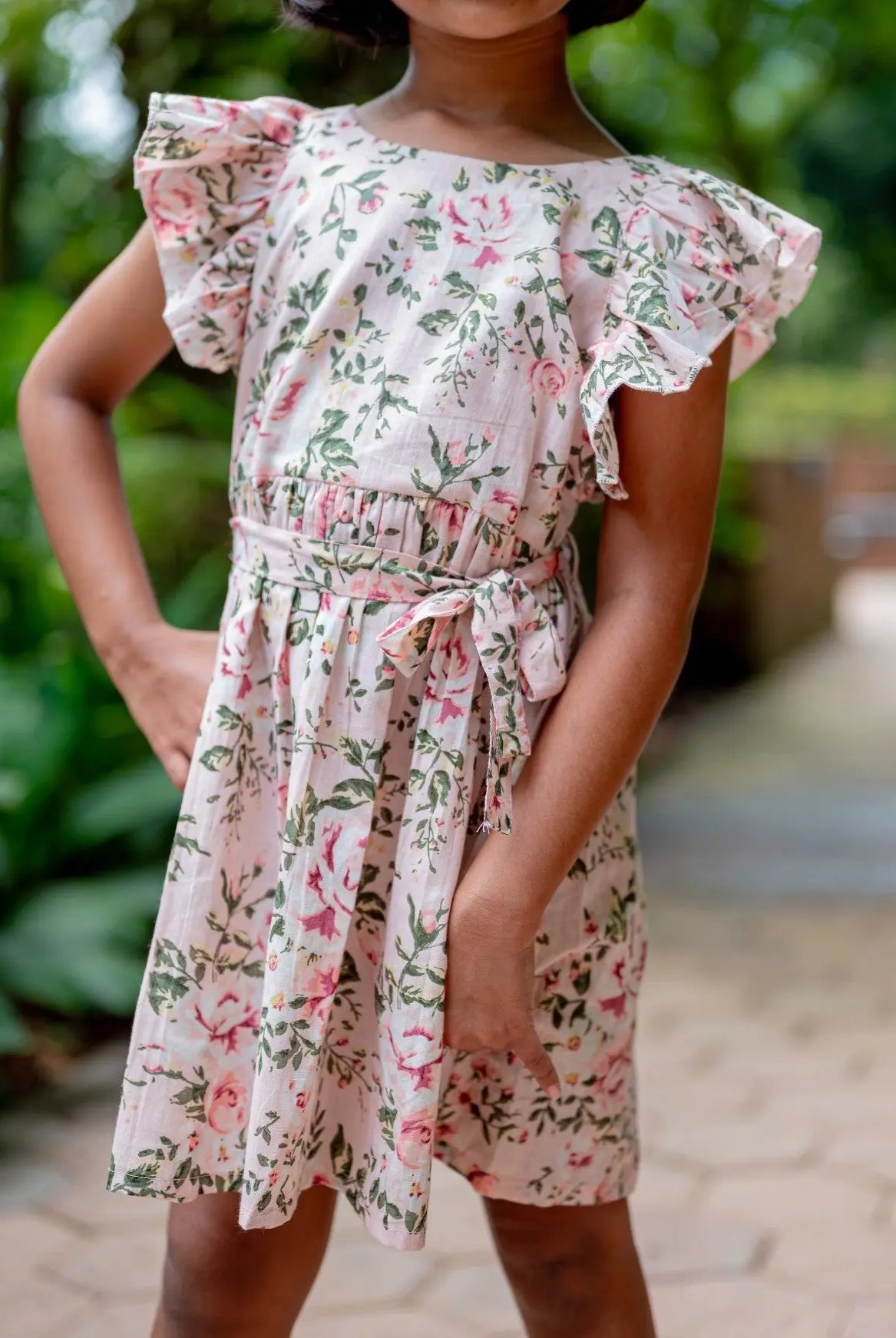 Anna Girls Pink Frilly Frock in Cotton Nimbu