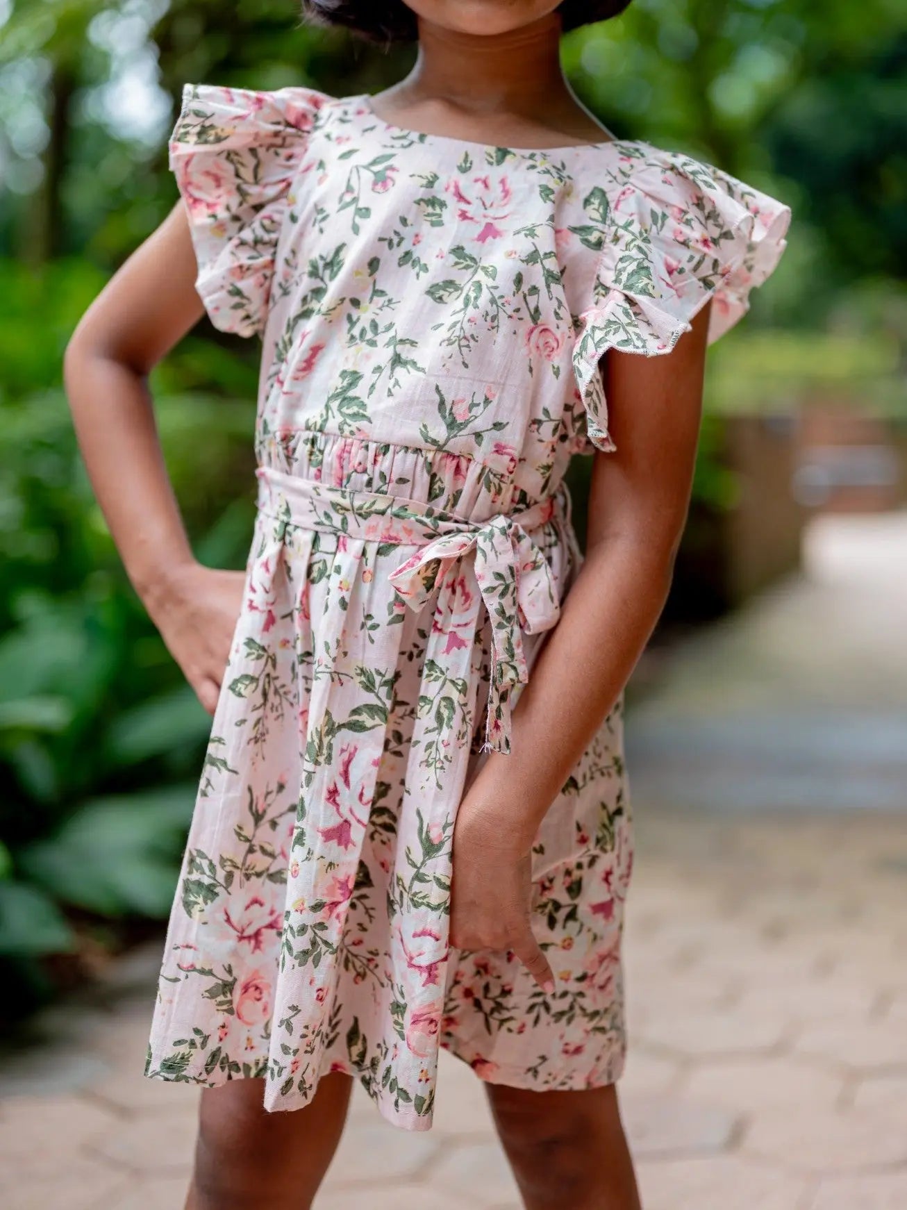 Anna Girls Pink Frilly Frock in Cotton Nimbu
