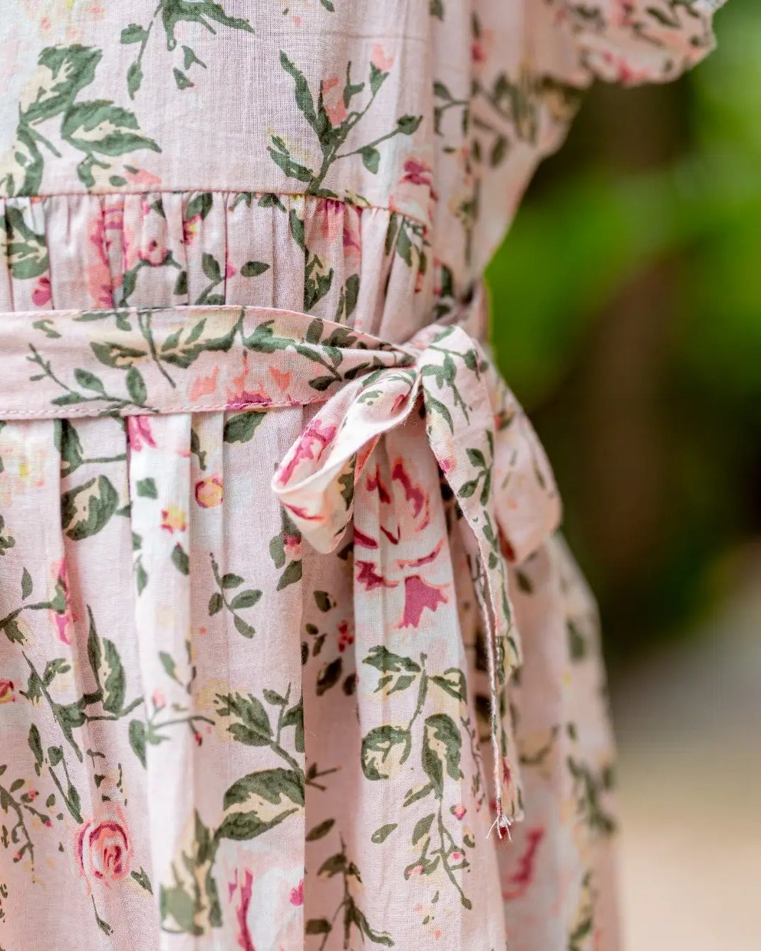 Anna Girls Pink Frilly Frock in Cotton Nimbu