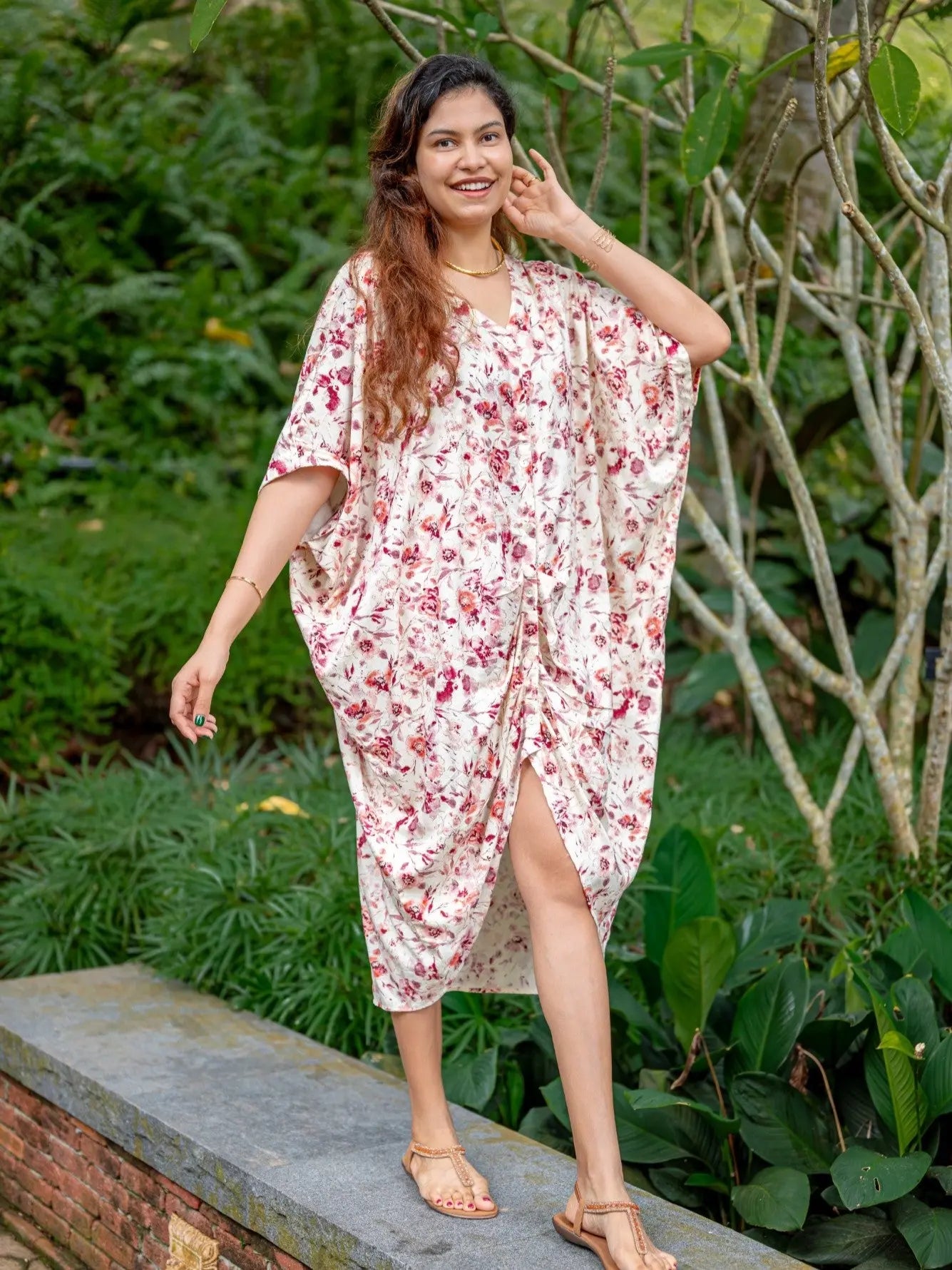 Mira Women's Off White Flowy Shirt Dress in Cotton Nimbu