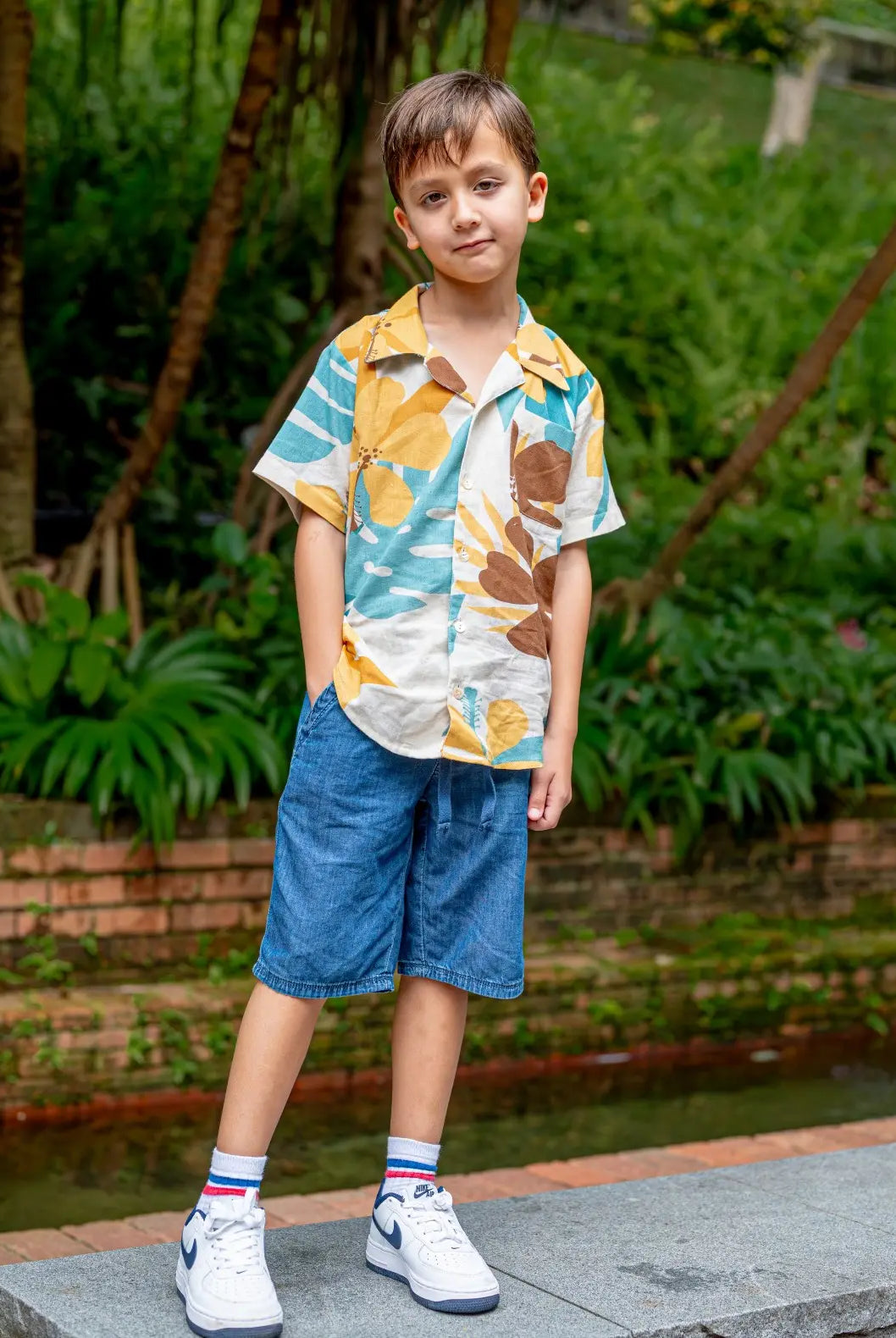 Valeria Beige Kids Shirt in Flex Cotton Nimbu