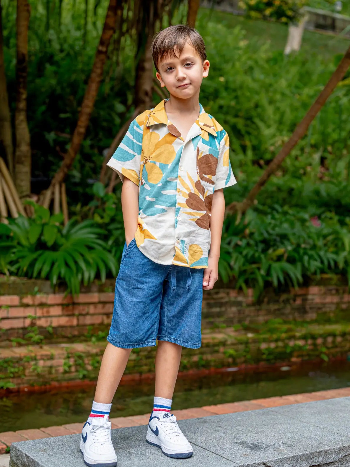 Valeria Beige Kids Shirt in Flex Cotton Nimbu