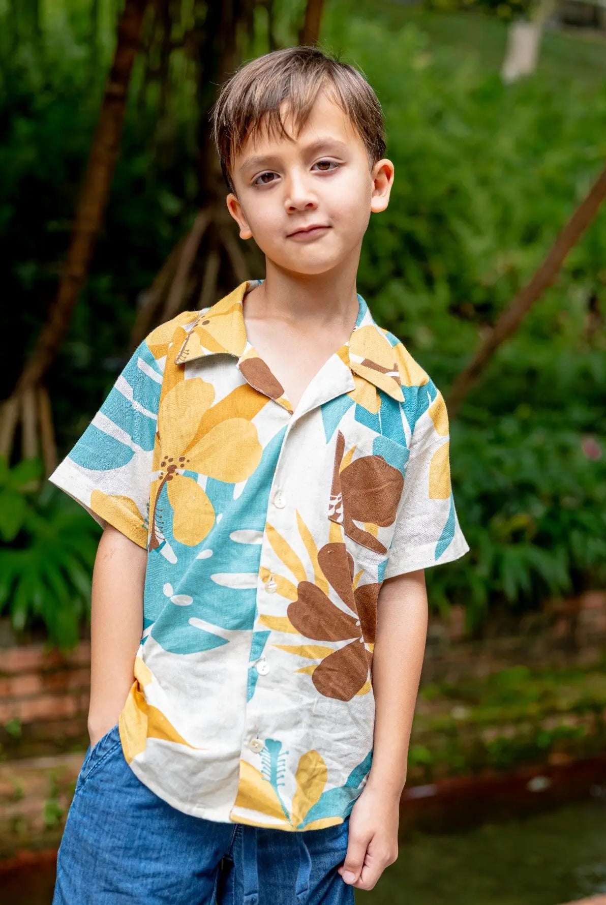 Valeria Beige Kids Shirt in Flex Cotton Nimbu