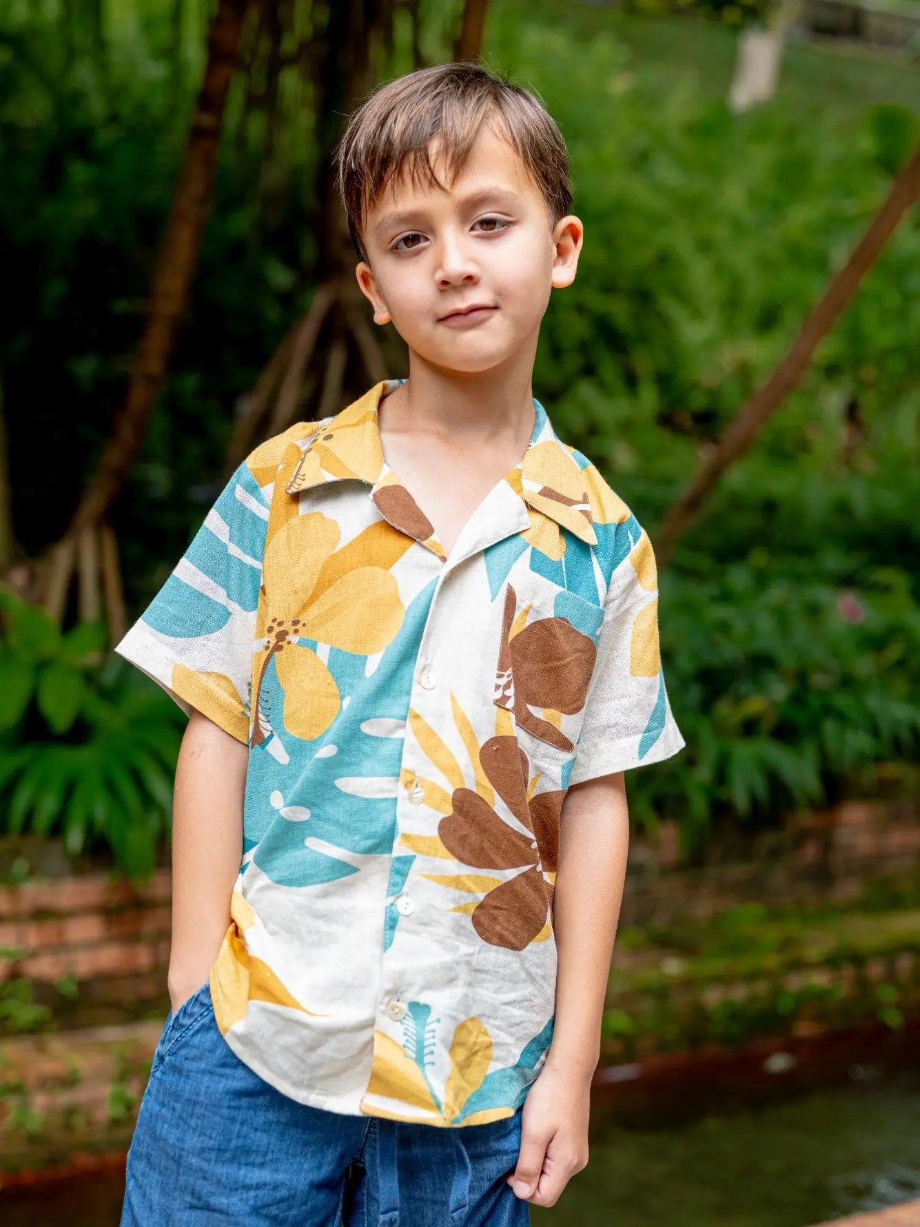 Valeria Beige Kids Shirt in Flex Cotton Nimbu
