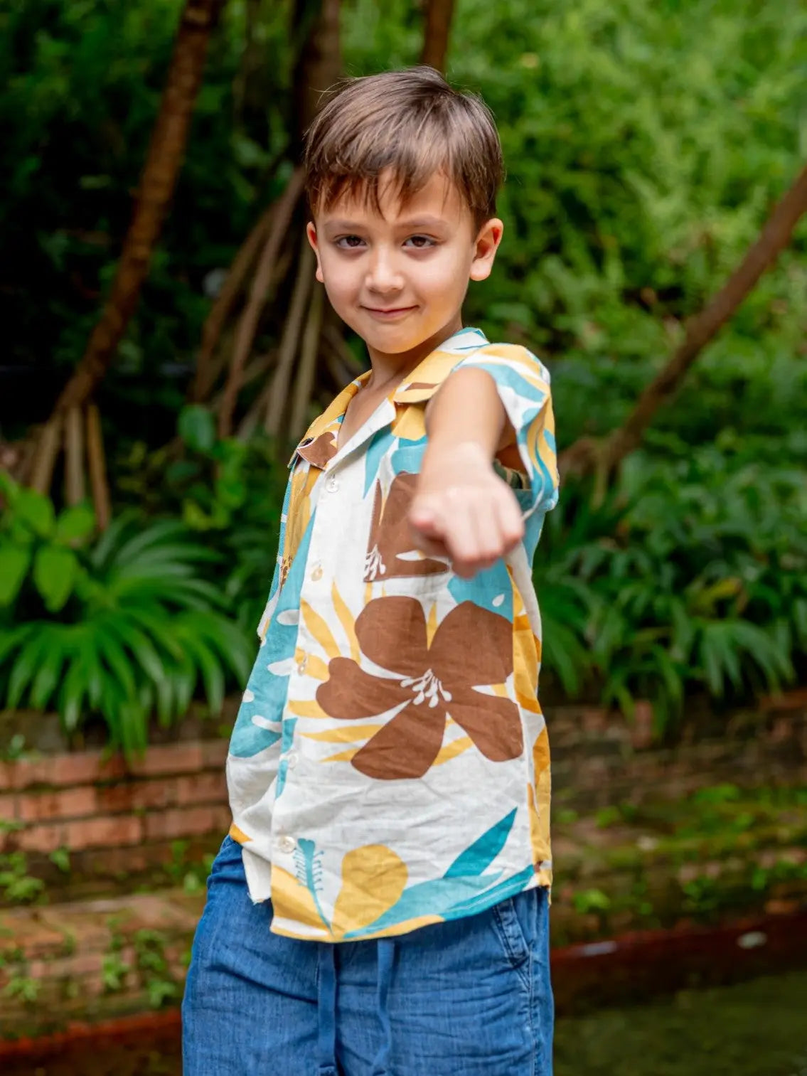 Valeria Beige Kids Shirt in Flex Cotton Nimbu