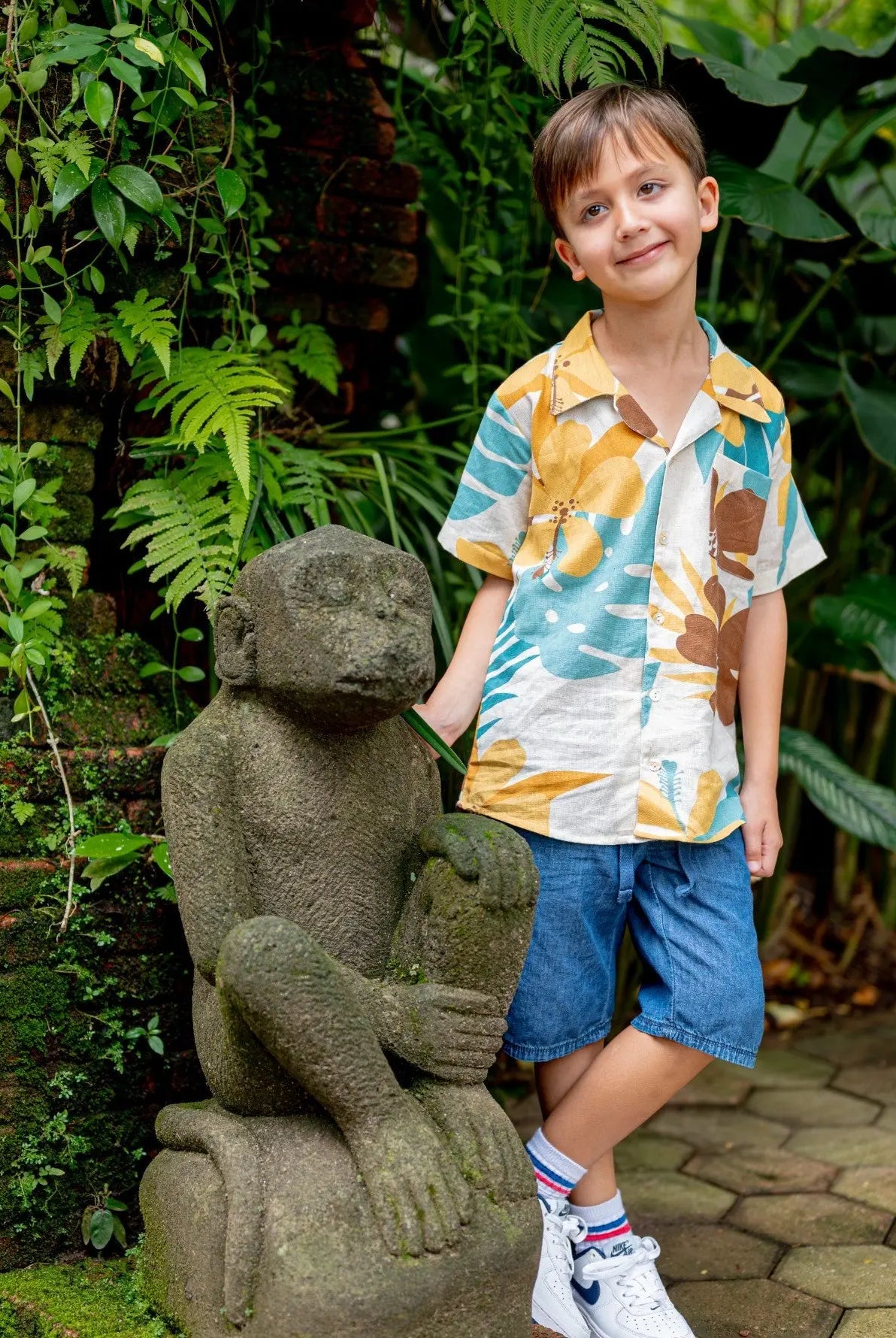 Valeria Beige Kids Shirt in Flex Cotton Nimbu