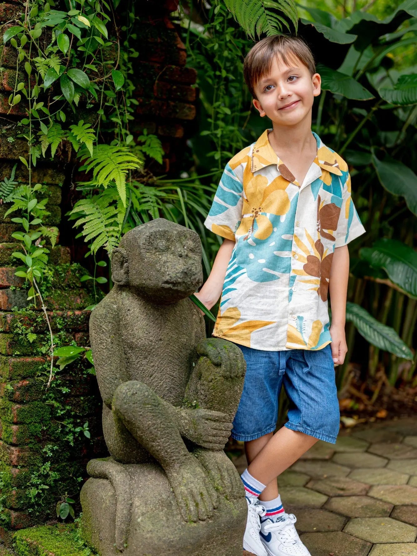 Valeria Beige Kids Shirt in Flex Cotton Nimbu