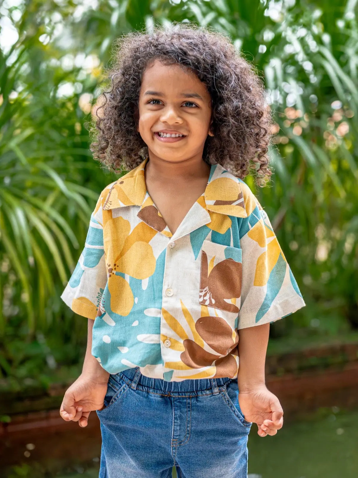 Valeria Beige Kids Shirt in Flex Cotton Nimbu
