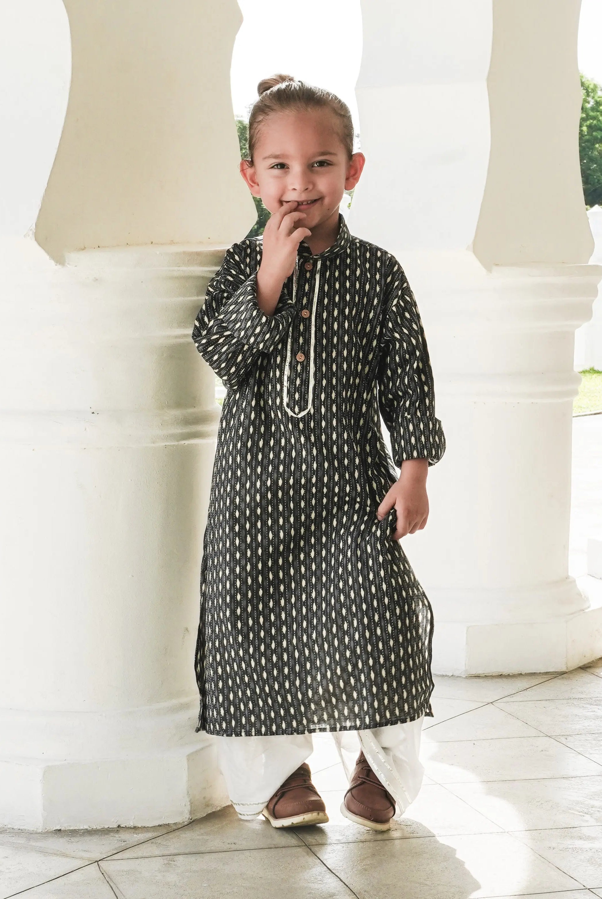 Noor Boys Katha Blue Cotton Kurta Dhoti 3