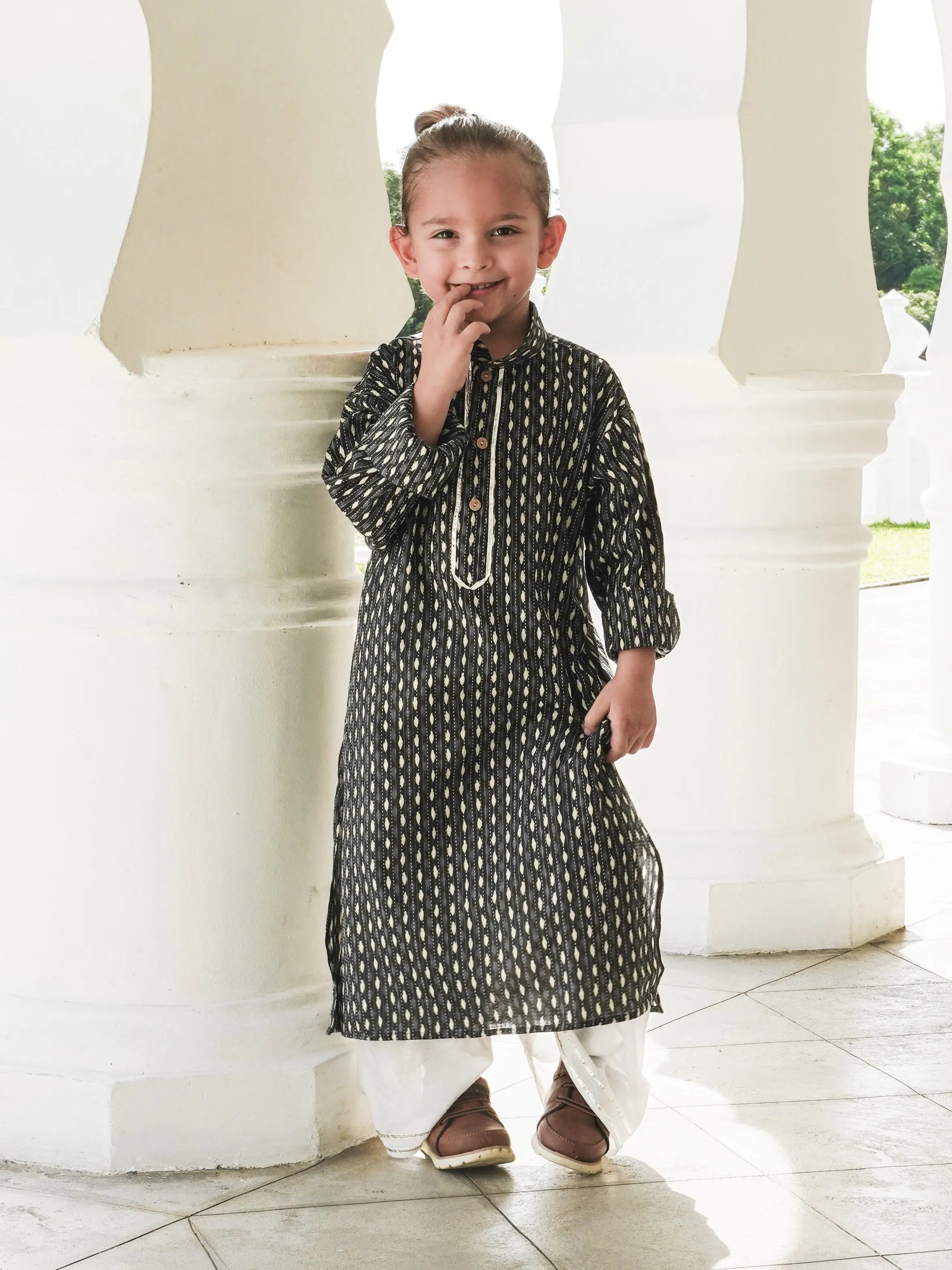 Noor Boys Katha Blue Cotton Kurta Dhoti 3