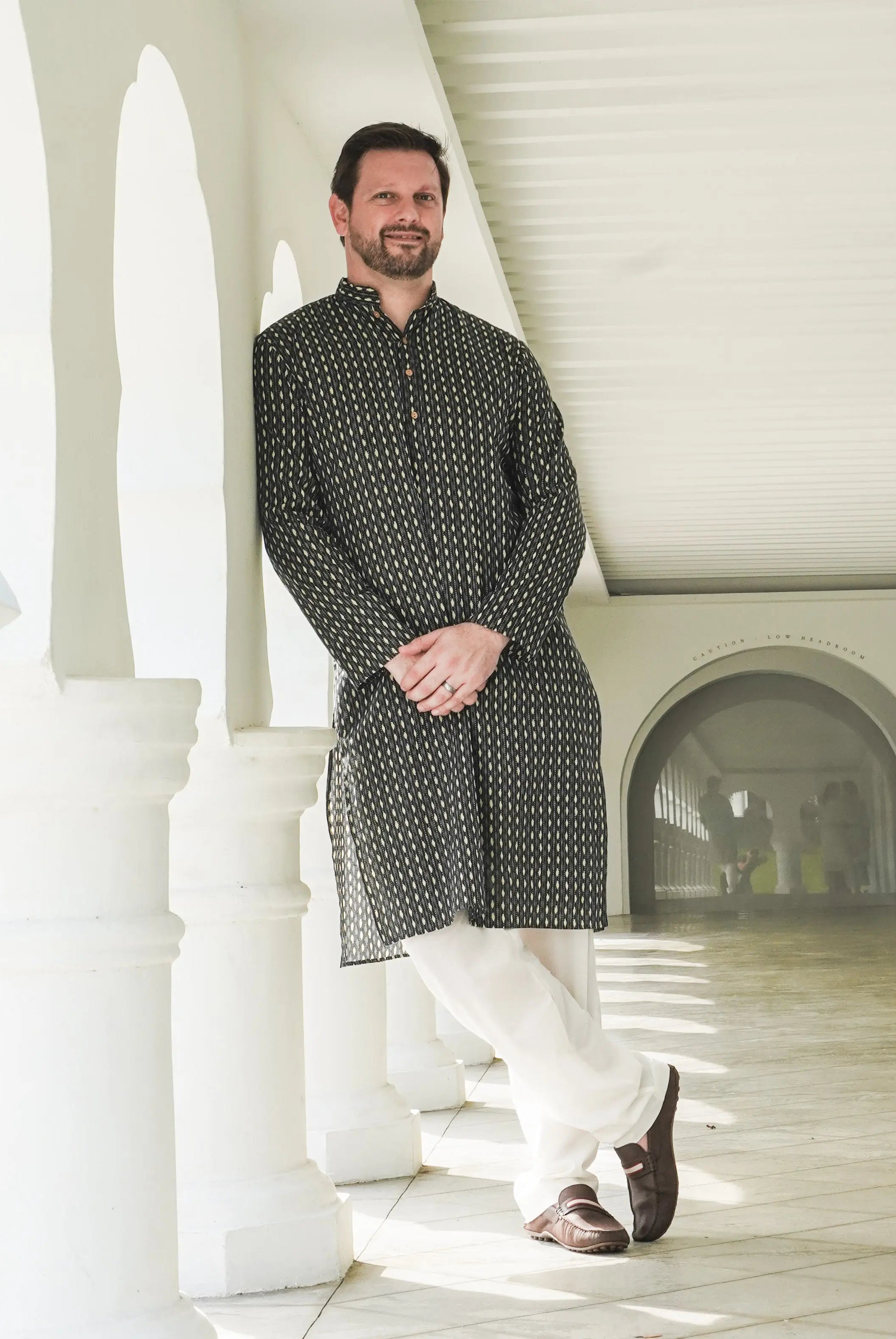 Noor Mens Katha Blue Cotton Kurta Pajama 1