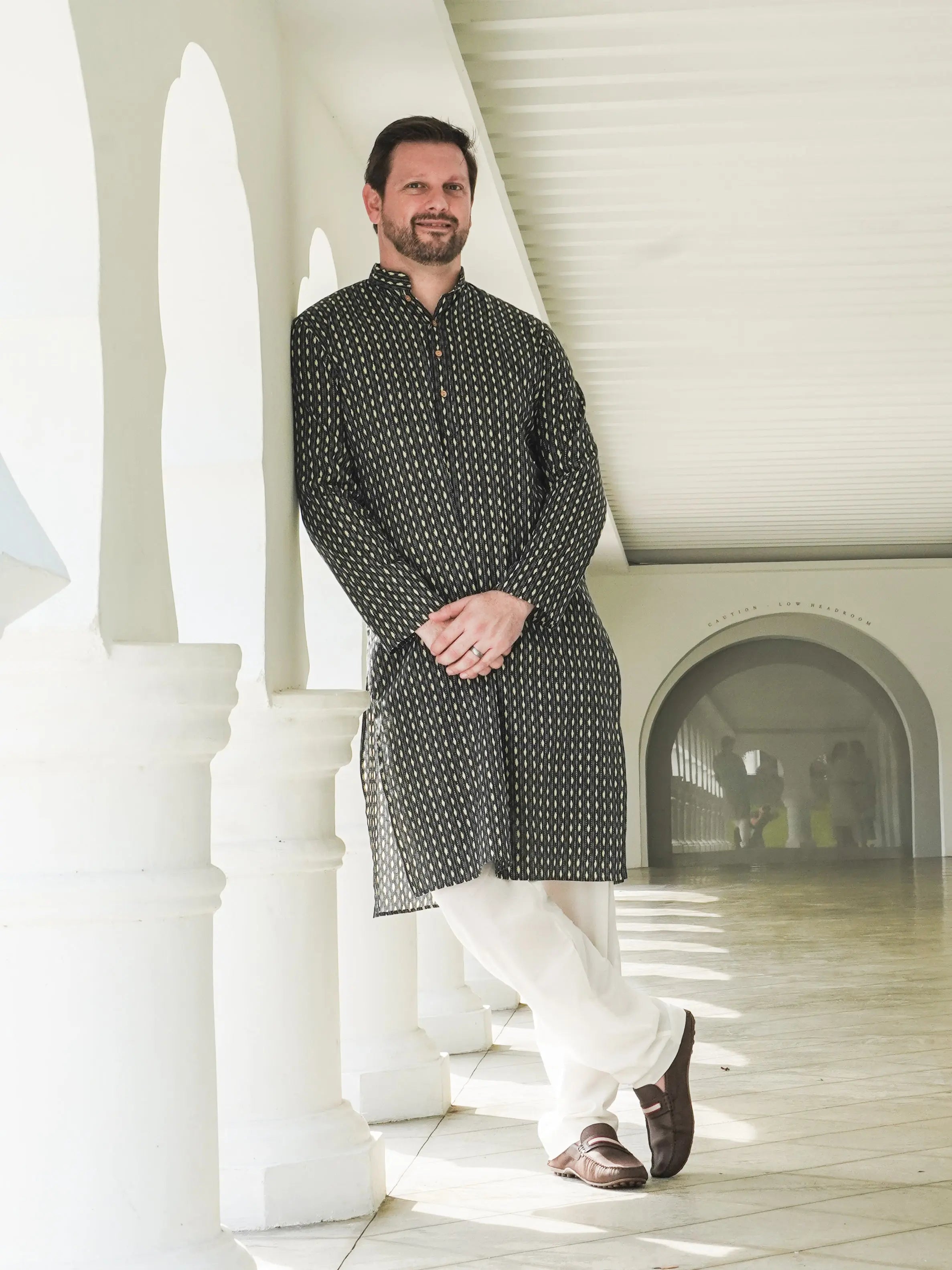 Noor Mens Katha Blue Cotton Kurta Pajama 1