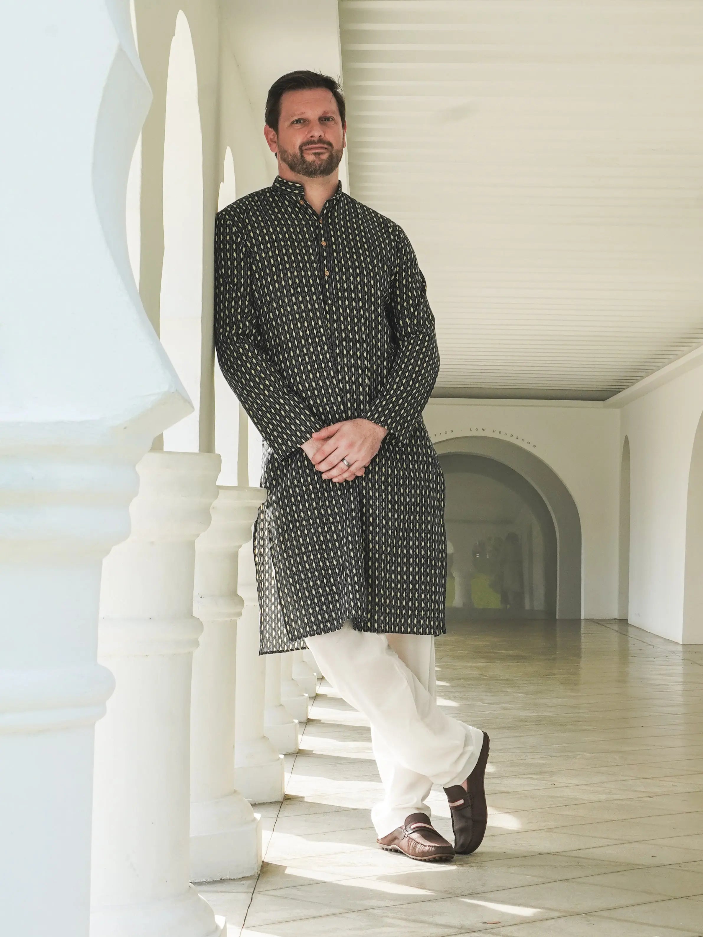 Noor Mens Katha Blue Cotton Kurta Pajama 2