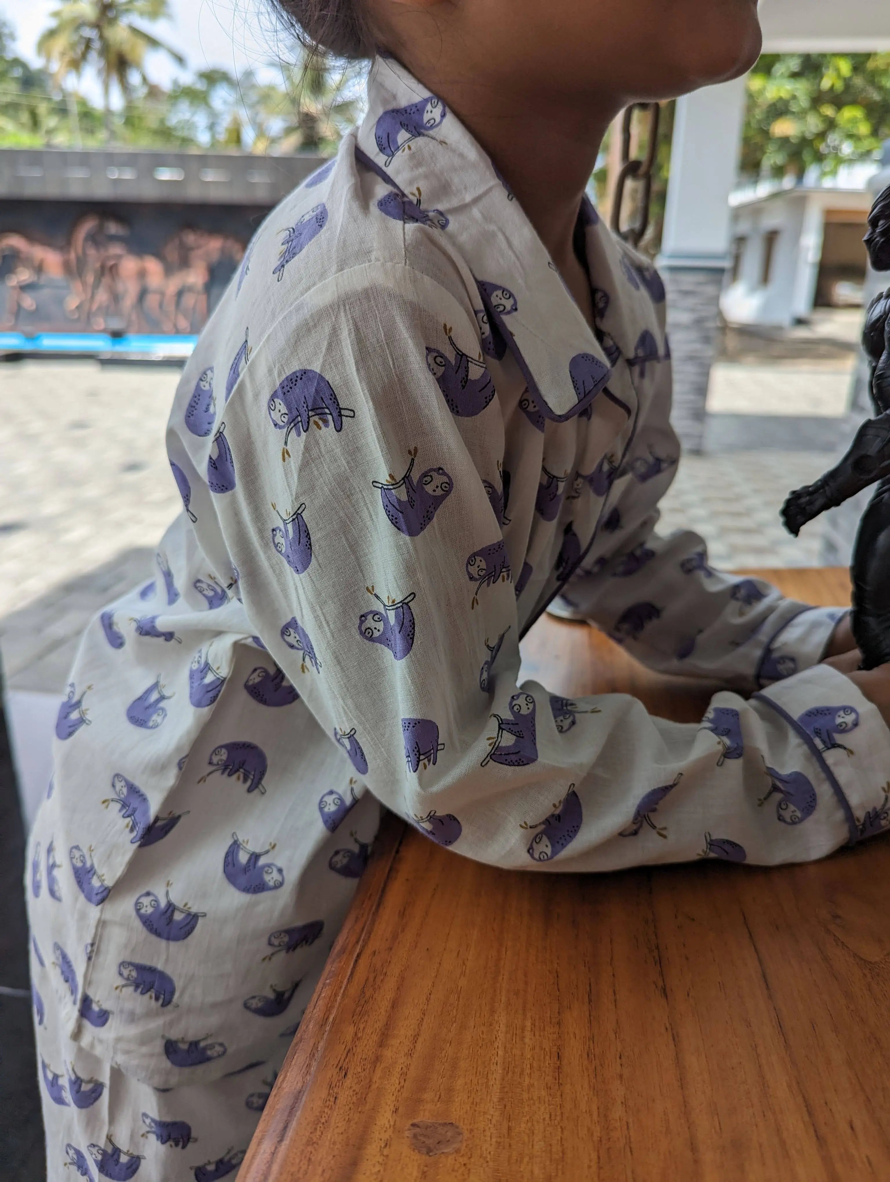 Sleepy Sloth Cotton PJ set for Kids Nimbu Kids