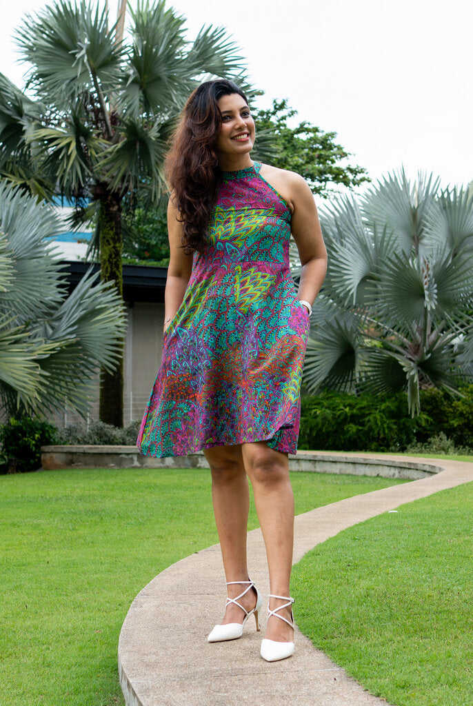 Peru Women's Halter Dress in Muslin Cotton